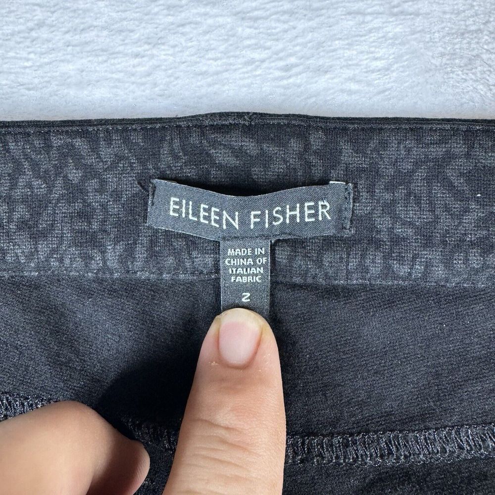 Eileen Fisher Black & Gray Damask Ponte‎ Knit Slim Skinny Pants 2 - Picture 5 of 11